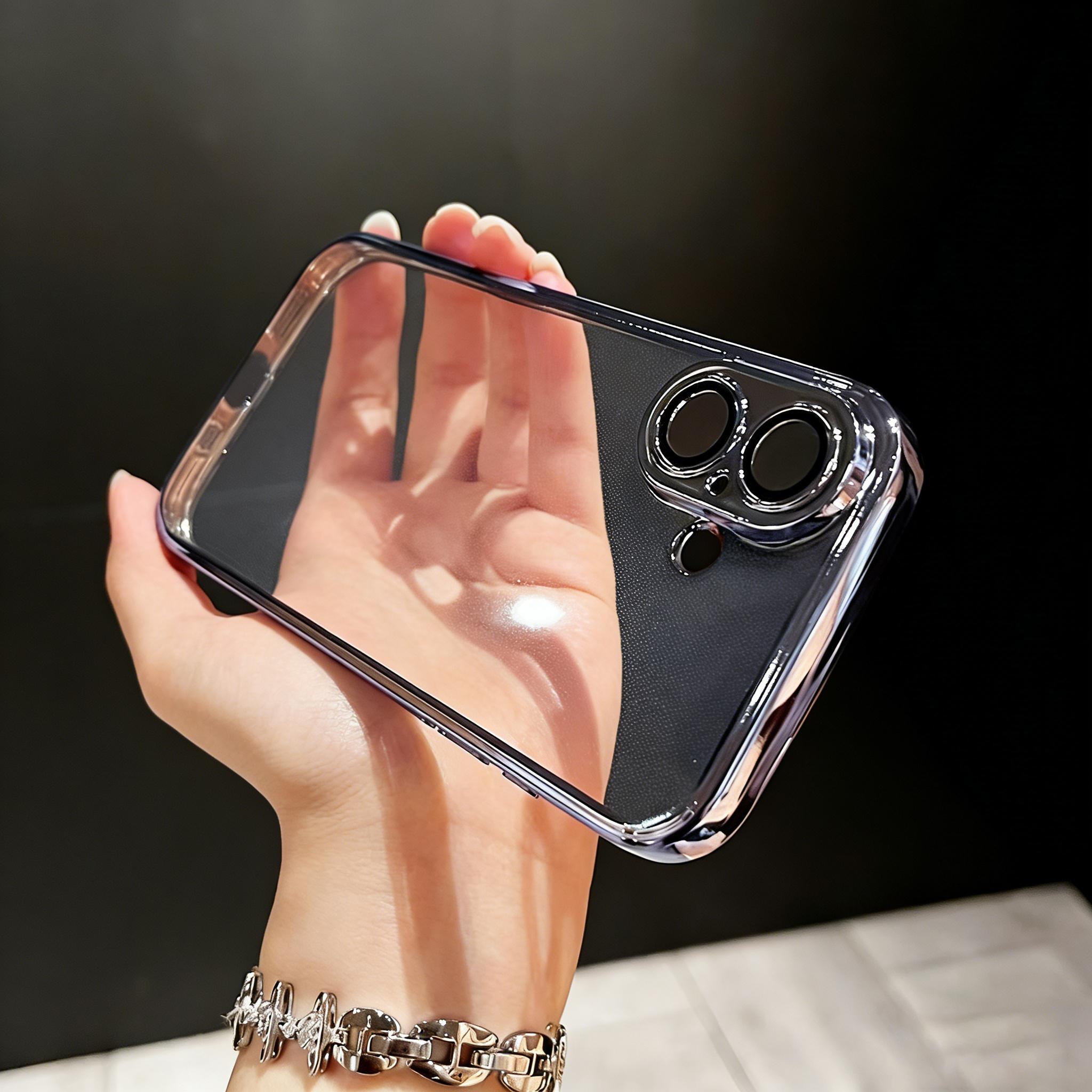 【Plating Edge Case】For iPhone X/XS/XS Max/11/12/13/14/15/16/17 Pro/Pro Max/Plus/Air, Slim Lightweight Glossy Bling Soft TPU Electroplated Case, Anti-Scratch Shockproof Protective Cover