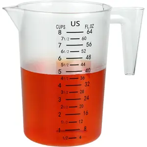 8 Cup/2-Quart Large Measuring Cups, Clear, Strong Food Grade Liquid Measure Pitcher, for Home Hobbies/Professional Kitchen