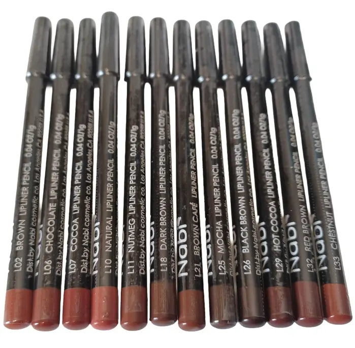12-Piece Brown Tone Lip Liner Pencil Set, Assorted Colors