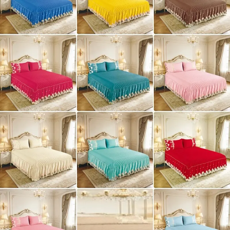 3 pieces bed skirts set