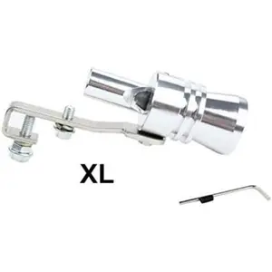 Universal Aluminum Turbo Sound Exhaust Muffler Pipe Whistle Car Blow off valve BOV Tip Simulator Whistler Size XL Silver turbo whistle