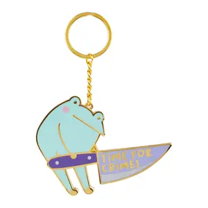 Rainylune Song the Frog Time for Crime Enamel Keychain