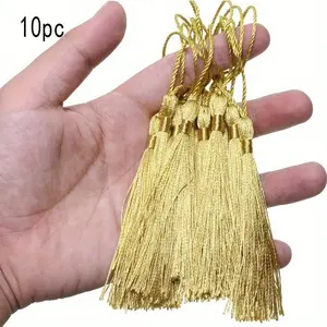 10pcs Mini Silky Handmade Flossy Bookmark Tassels, Cord Loop for Keychain, Earrings, Jewelry Making, DIY Crafts, Gifts, Souvenirs