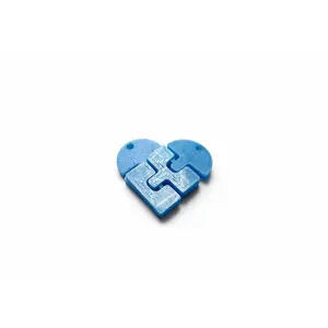 Magnetic Heart Keychain Set, Matching Blue Plastic Keyrings