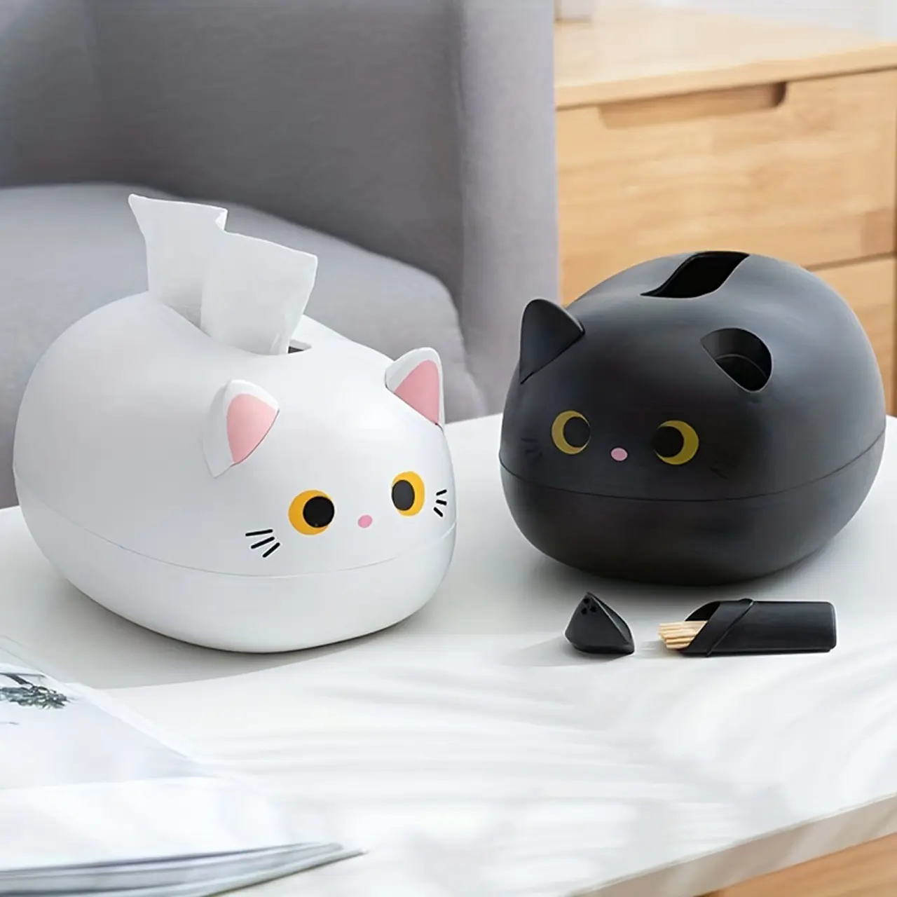Lattbi Cute Cat Napkin Holder Box, Decorative Kitchen Living Room Bathroom Tissue Rack, Toilet Paper Holder, Cat Design, Stable Base, Perfect Gift, Bathroom Accessories, Restroom Accessories
