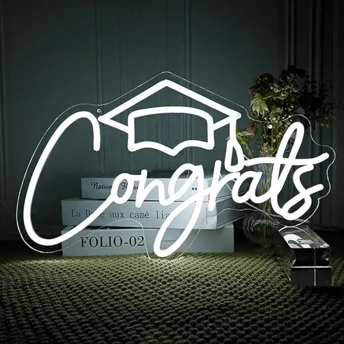 Congrats Neon Sign Led Congrats Grad Neon Sign for Backdrop Congraduation Neon Lights Grad Light Up Sign for Wall Decor Bar Colleges Prom Class of 2024 Graduation Decor