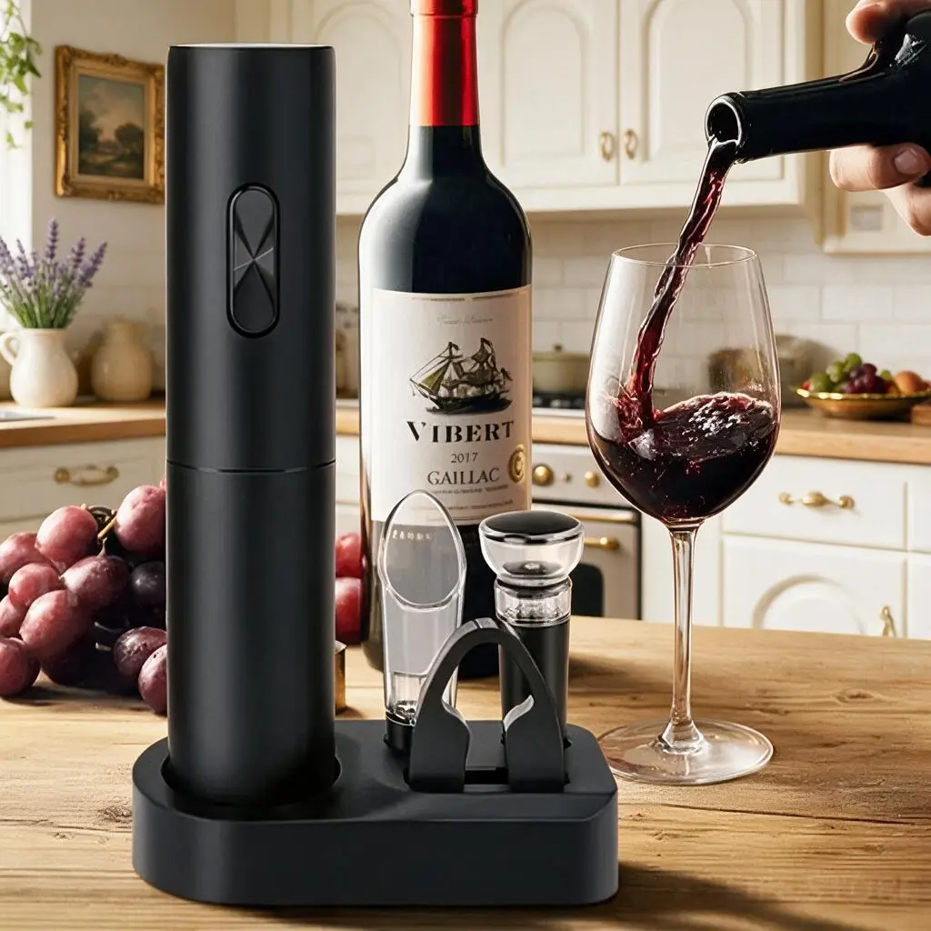 Automatic Wine Corkscrew Set, Electric Portable Wine Opener for Party, Kitchen Accessories Gadget, Home Appliances Gift for Summer