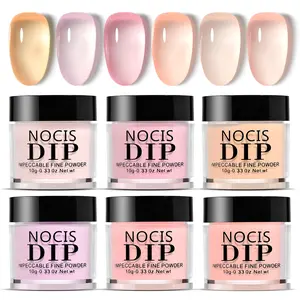 Translucent Nude Pinkish Dip Powder Nail Kit Set, 6 Counts/set Dipping Powder for DIY At-Home Manicure, Easy To Use, Long-lasting Nail Art Powder
