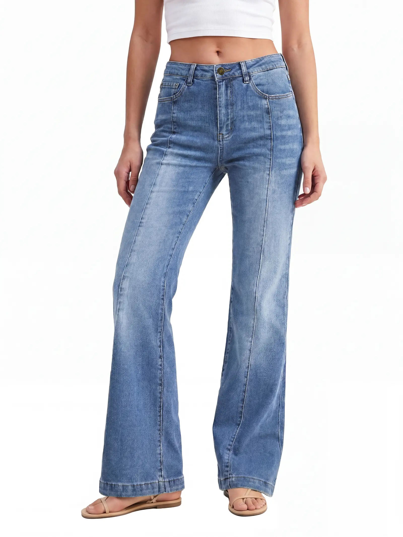 EMMIOL【Buy 4 Save 50】Flare Jeans for Women High Waisted Bootcut Jeans for Women Stretchy Denim Bell Bottom Pants Y2K School Outfits