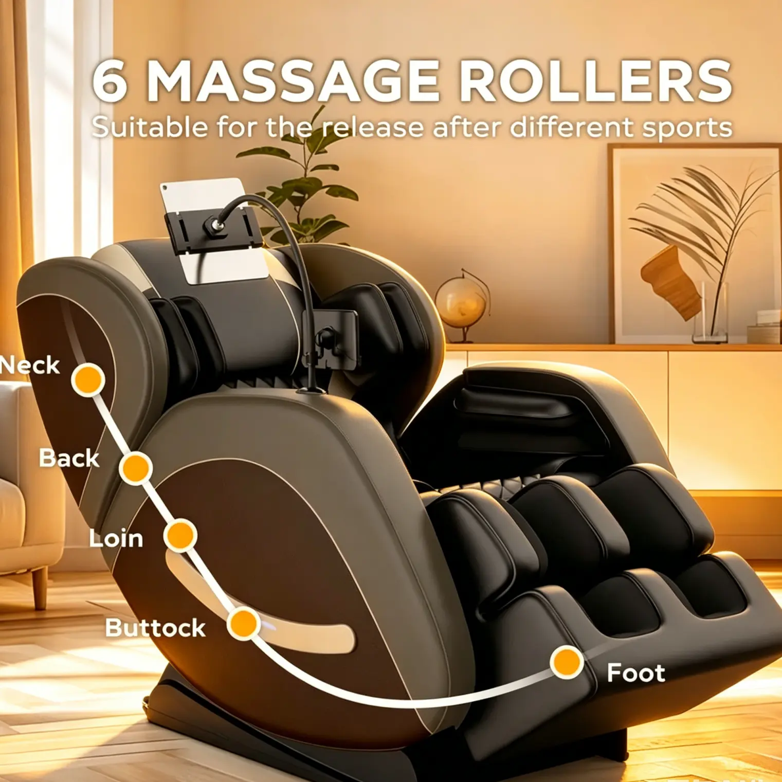 Massage Chair Full Body 2026 Zero GravityRecliner with 8 Fix Rollers 6 Modes BluetoothSpeakers Waist Heating Foot Roller Full Body Airbags for Relaxation