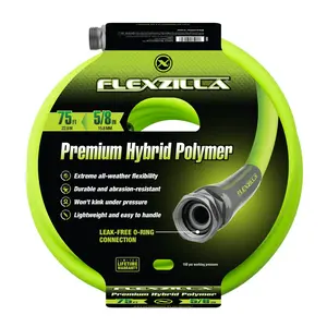 Flexzilla Premium Grade Garden Hose, 5/8 in. x 75ft., Hybrid Polymer, ZillaGreen