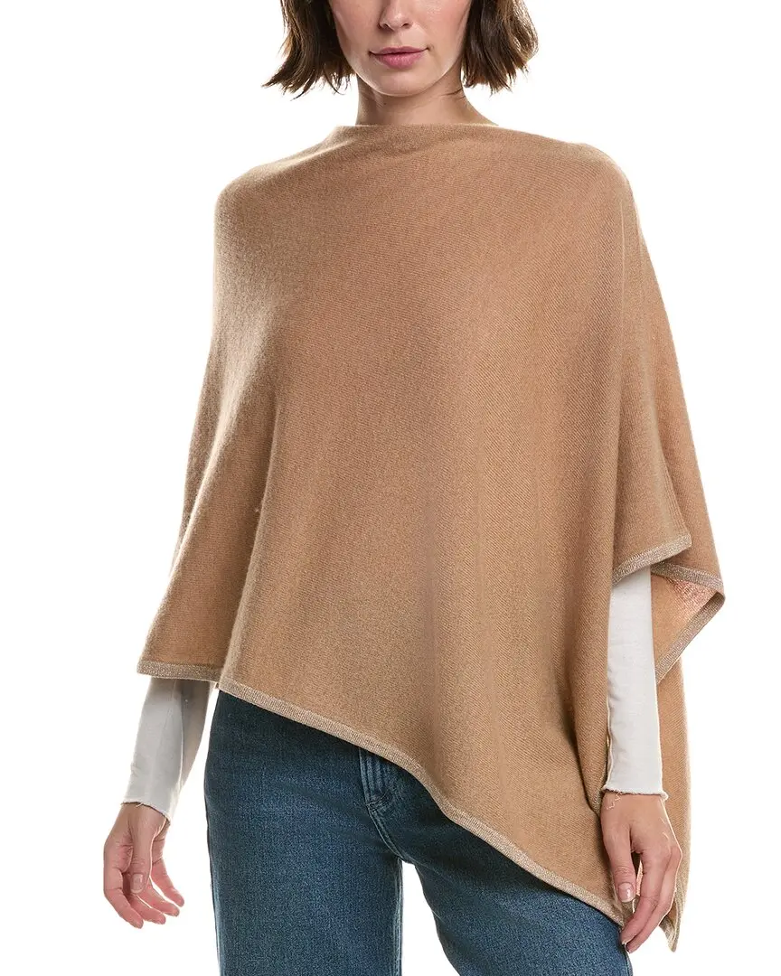 sofiacashmere Lurex Tipped Wool & Cashmere-Blend Poncho
