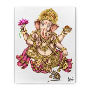 Other Art Portrait - Artistic Ganesh Canvas Print, Hindu Decor, Spiritual Wall Art, Gift for Festivals, Ganesha Celebration, Meditation Space Decoration