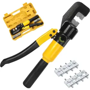 Hydraulic Crimping Tool 10AWG-2/0 Battery Cable Crimper Tool with 8 Dies Easy to Operate Hydraulic Wire Crimping Tool Kit for Wire Rope, Battery Cable Ends Ring Terminals