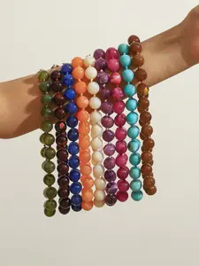 Boho Style Round Geometric Resin Beaded Necklace, Handmade Knot Braided Cord, Women's Jewelry Gift, Daily Wear, Festival Present, Jewelry Accessory