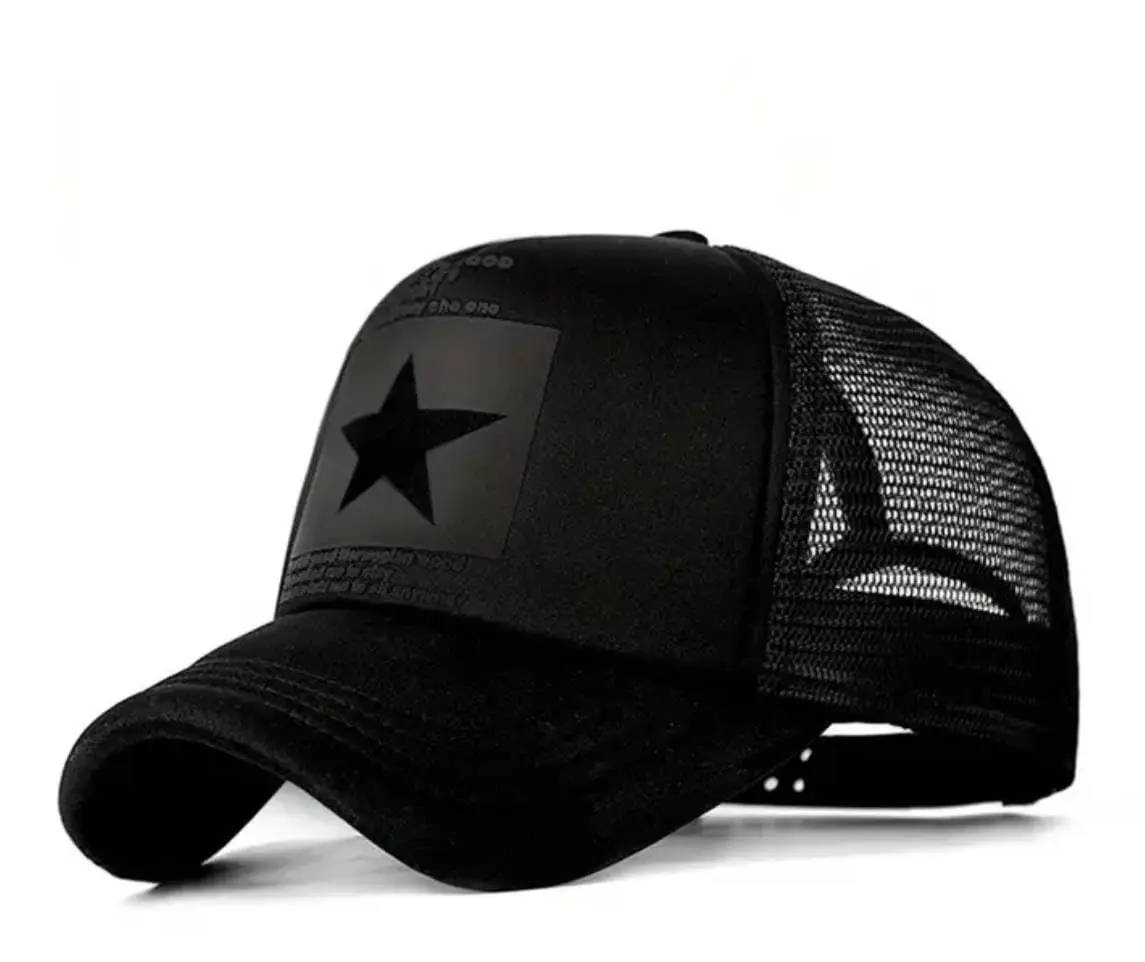 Lukkizara Unisex 5-Pointed Star Hollow Mesh Baseball Cap, Hip-Hop Style Sun Visor Hat for Sports & Outdoor Use, Adjustable, Mesh Ventilation, Star Motif