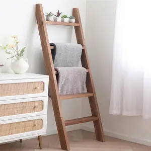 Multifunctional Storage Rack Solid Wood Ladder Farmhouse Country Style Wooden Blanket Ladder Wall Reclining Blanket Quilt Towel Kitchenware Christmas Ribbon Cabinet Display Decoration Hanger Bathroom Living Room Kitchen Bedroom Daily Home Holiday Gift
