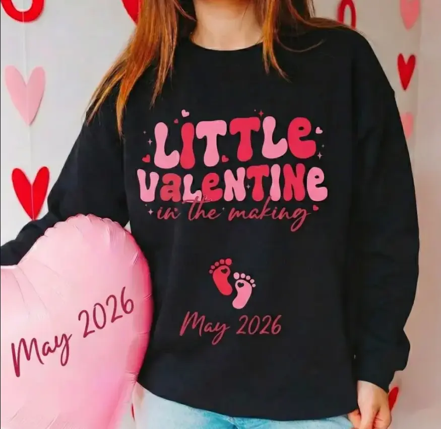 Custom Valentines Day Pregnancy Sweatshirt - Valentines Day Pregnancy Announcement Shirt, Valentines Day Pregnancy Reveal, Valentines Day Maternity Shirt