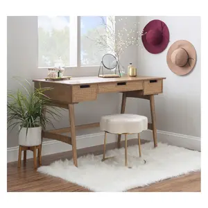 Linon Home Callan 3-Drawer Rattan Desk Linon Home Callan 3-Drawer Rattan Desk