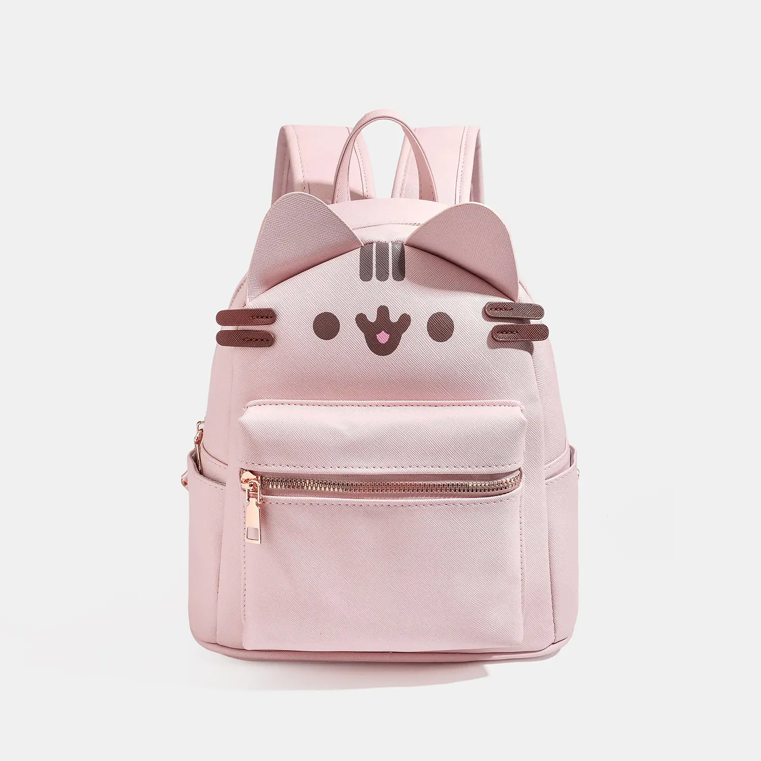 Pink 3D Ear Pusheen Cat Mini Backpack, Cute Embroidered Kitten Lightweight Waterproof Daypack for Girls Travel School Gift