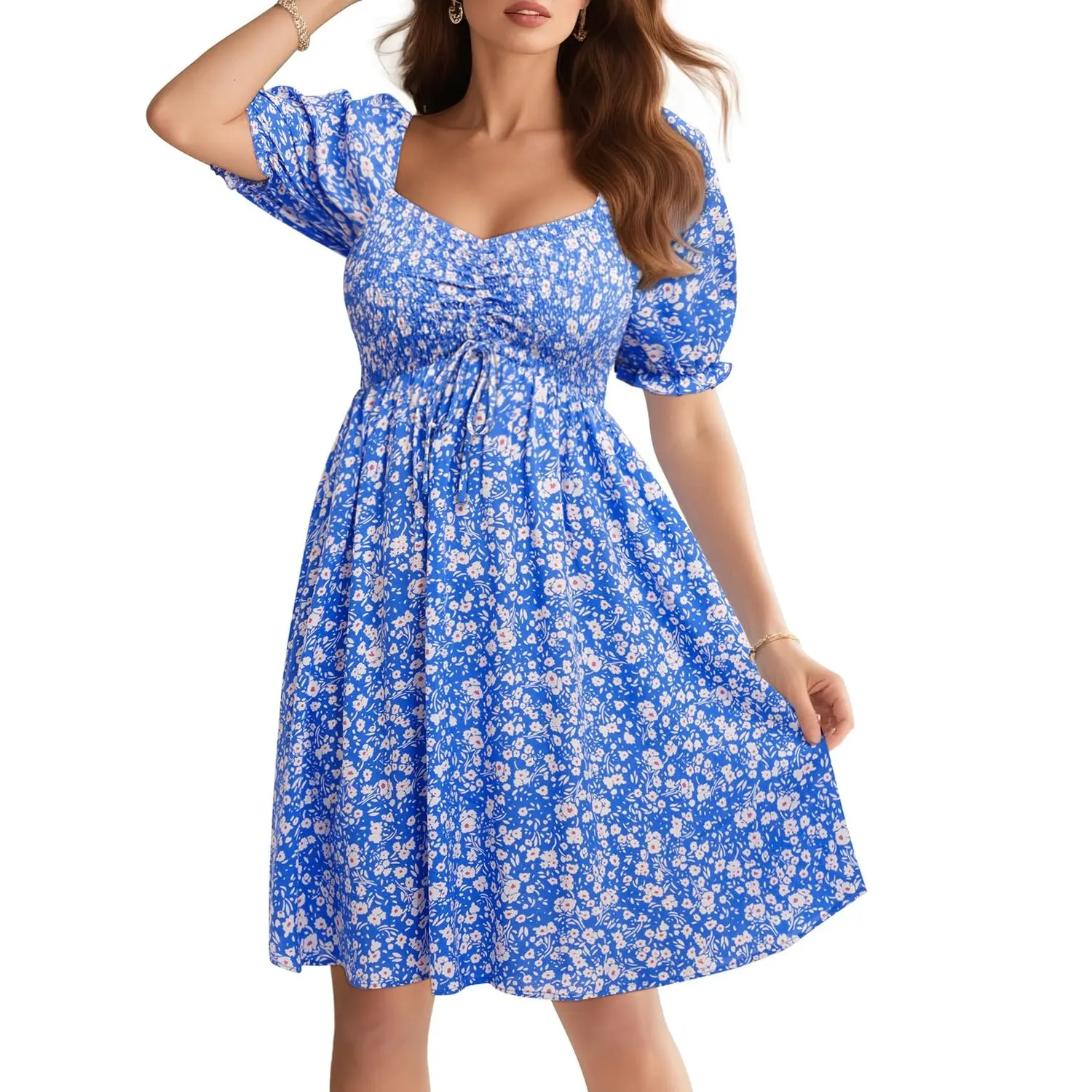 Pinup Fashion Summer Women Dresses Casual Sun Teen Spring Cute Short Smocked Puff Sleeve Sweetheart Preppy Juniors Dress SwimWeek summervibes - TikTok Shop Pinup Fashion Summer Women Dresses Casual Sun Teen Spring Cute Short Smocked Puff Sleeve Sweetheart Preppy Juniors Dress SwimWeek summervibes - TikTok Shop