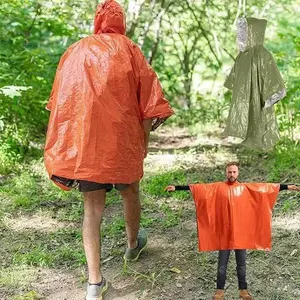 Thickened Emergency Rain Poncho, Thermal Poncho Survival Blankets Reusable Survival Ponchos for Camping, Hiking