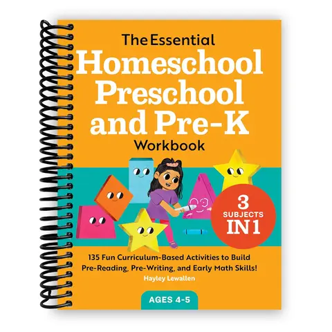 Homeschool Preschool Learning Book: Spiral-Bound Essential Activity Book with 135 Curriculum-Based Tasks for Pre-Reading, Pre-Writing, Math Basics Boost, Checklist Progress, Flat-Lay Ease & Kindergarten Workbooks