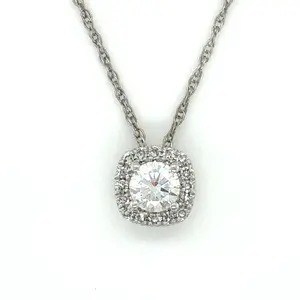 .925 Sterling Silver Lab Created White Sapphire Pendant with 18 inch cable chain