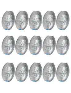 BLUEWING Egg Sinker V2 1/2oz with Inner Plastic Core, Smooth Polished Surface, Suitable for Freshwater & Saltwater, 15pcs Packaging