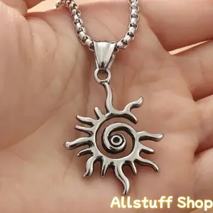 Retro Viking Spiral Sun Pendant Necklace for Men