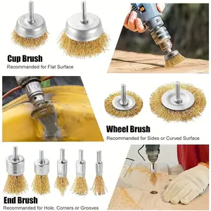 9pcs Copper Wire Brush Polishing Wheel Set, Suitable for Grinding Machine Rotating Tools Cutting Brushes, Durable Abrasive Wheels