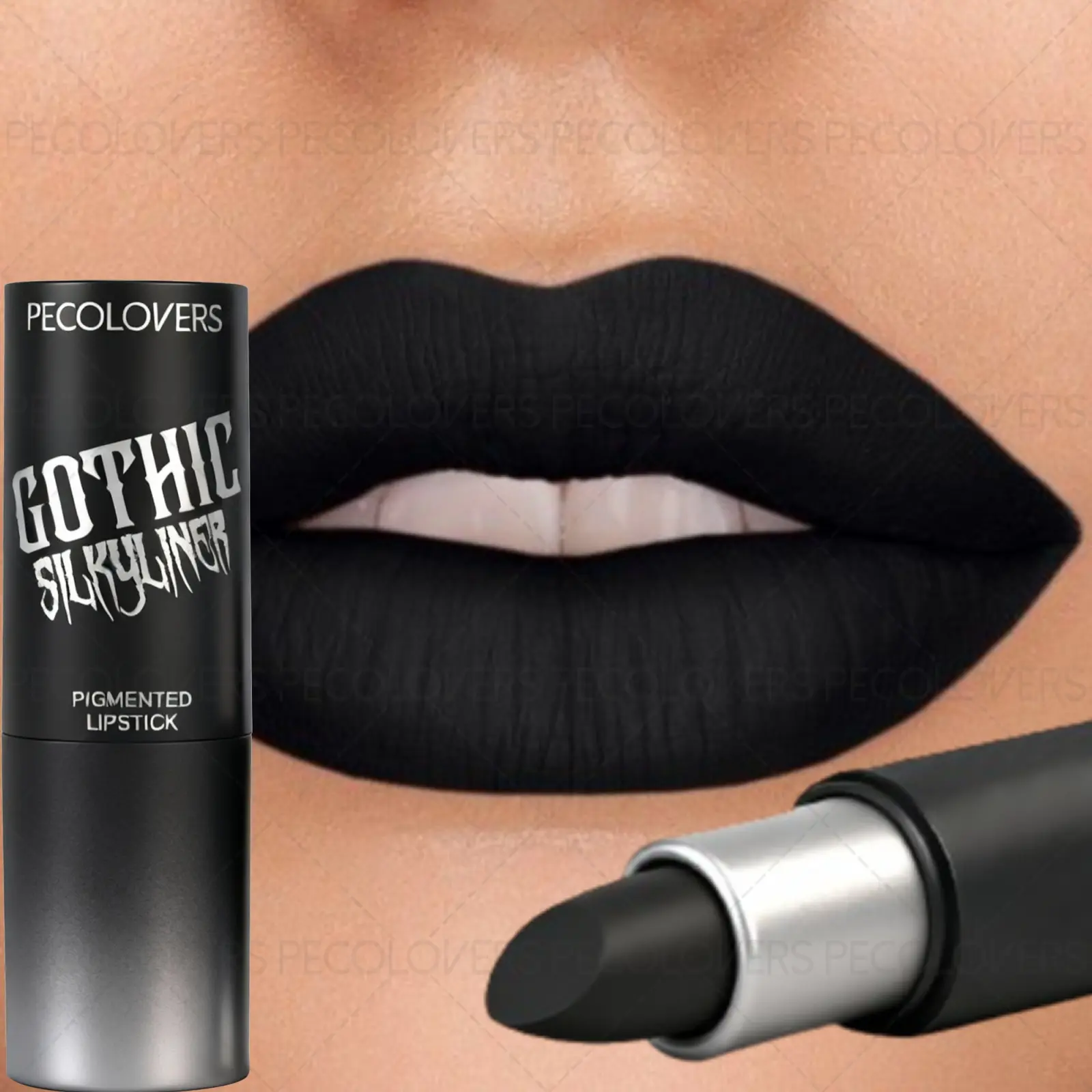 1PC Long-lasting Matte Black Lipstick - Rich Gothic Style, Intensely Pigmented, Rich Color, Bold Lip Color, Non-stick Cup, Waterproof, Exquisite and Compact, Suitable for Music Festivals, New Year Gifts