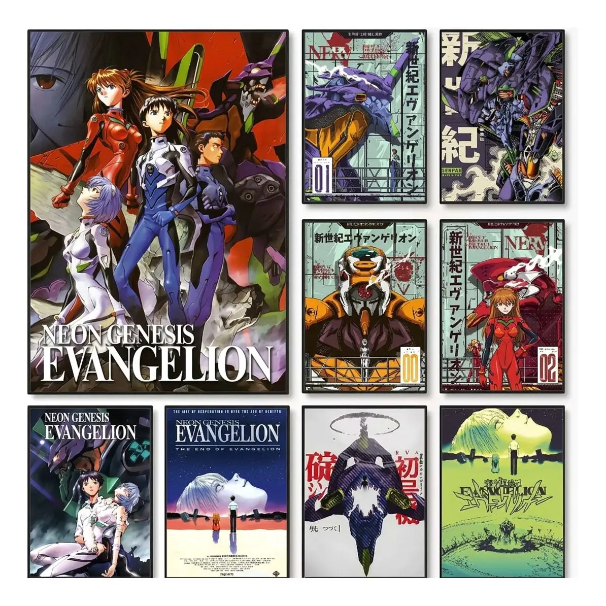 Anime EVA Posters N-Neon G-Genesis E-Evangelion Print Art Unframed Gift Decor Wall Art Poster Unframed HD Print Home Office Decor Unique Trendy Christmas Gift