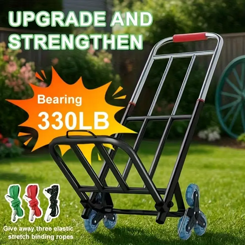 Heavy-Duty Folding Trolley, Equipped with Adjustable Buckles, Stair Crawler Wheels And Portable Lifting Function, Is a Foldable Trolley for Convenient Transportation of Shopping, Suitable for Moving, Climbing Stairs And Groceries