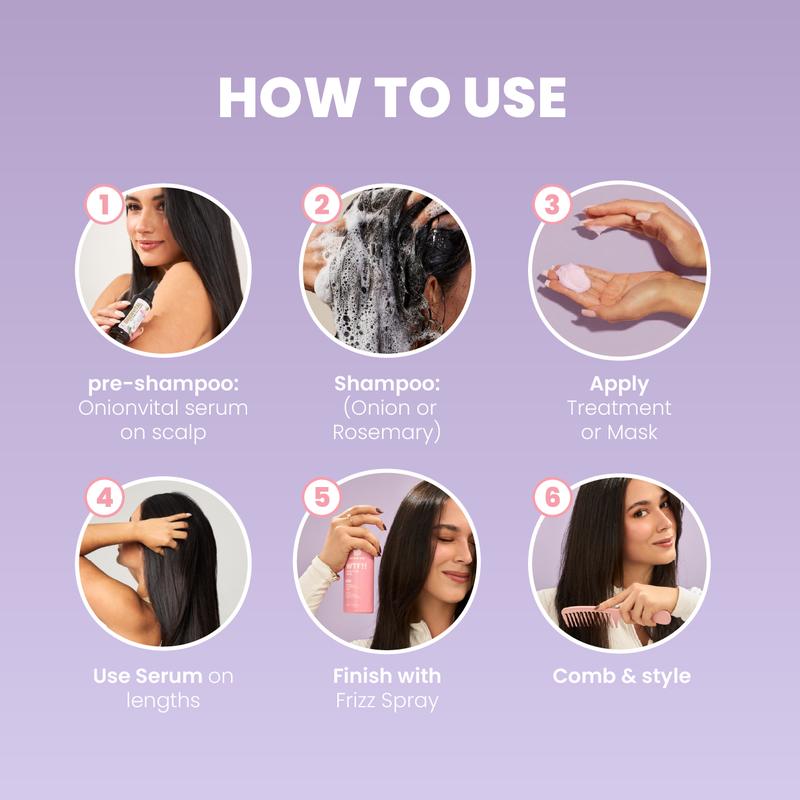 NEW YEAR'S MEGA BUNDLE: 10 Products for Celebrations - Onion Shampoo, Treatment, Serums, Rosemary Shampoo, Treatment, Frizz Sprays, Hair Mask, Comb