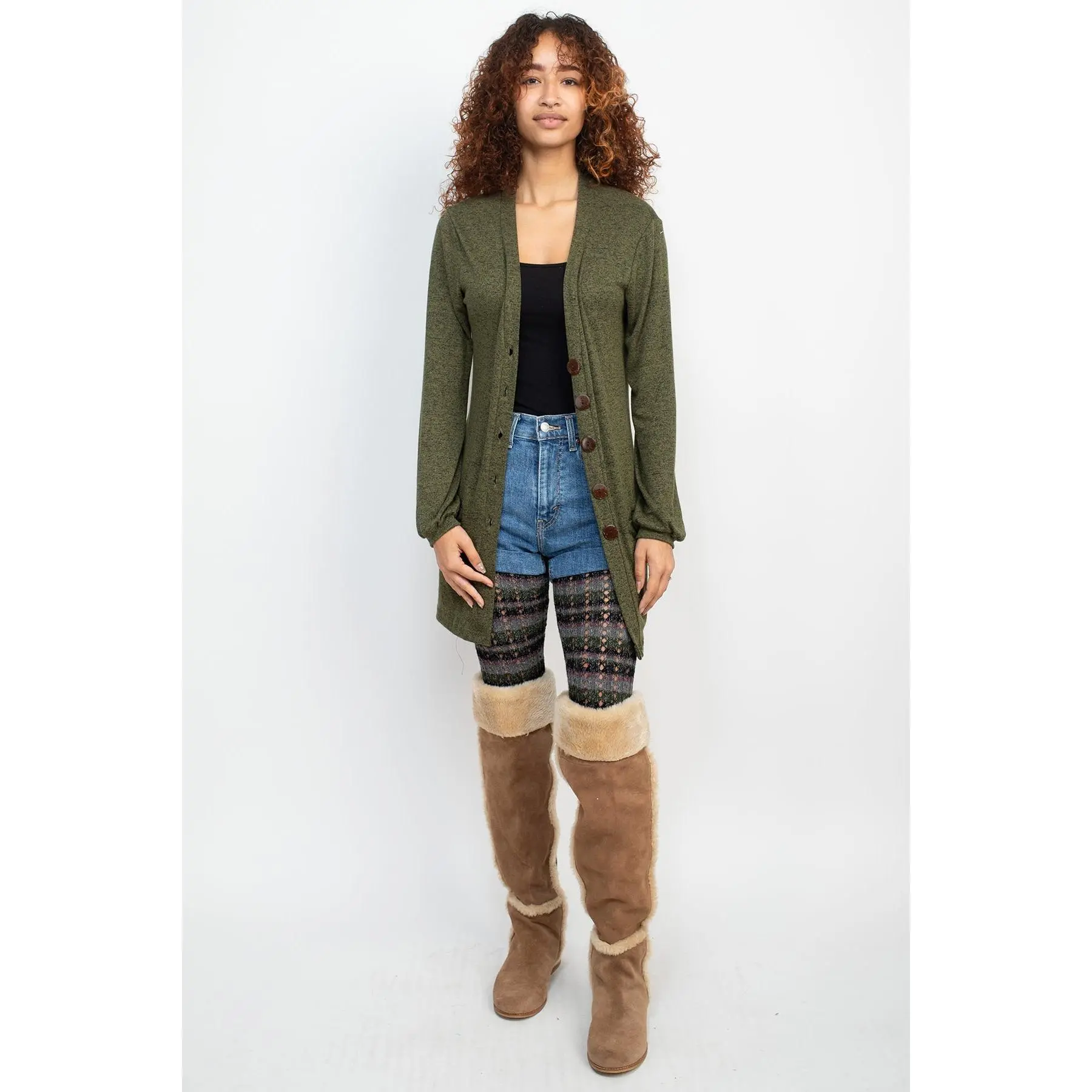 Floral Moth Long Button Cardigan