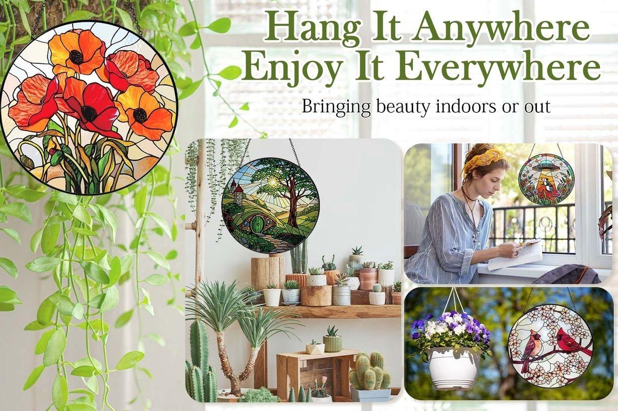 Wildflower Hanging Stained Glass Window Suncatcher: Garden Decor, Thoughtful Gift for Women, Christmas, Mother's Day Wildflower Hanging Stained Glass Window Suncatcher: Garden Decor, Thoughtful Gift for Women, Christmas, Mother's Day