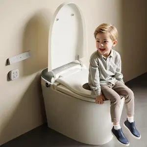 Smart Toilet with Built-in Dual Seats for Adults & Kids, Child Mode, 12" Rough In, Auto Open/Close Lid, Foot Sensor Flush Dryer Heated Seat, Elongated One-Piece (ZY695A Family)