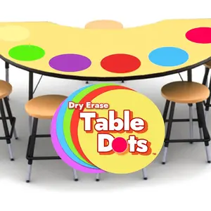 Large 12 Inch Table Dots Dry Erase Circles Spots for Classroom Teachers 30 Pack, 5 Colors | Removable Stickers Desktop Whiteboard White Board Tabletop  Haves