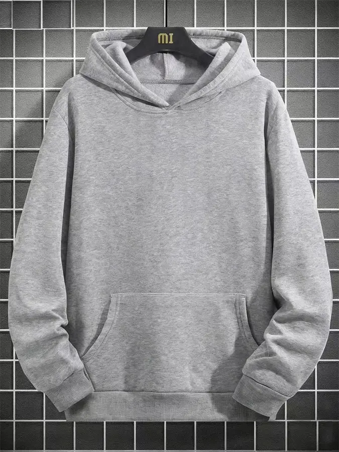Men's Plain Long Sleeve Pullover Hoodie Sweatshirt Tops - Regular Fit, Stylish Menswear, Kangaroo Pocket, Comfortable & Cozy, Couple-Matching, Casual Versatile, Suitable for Leisure, Sports, Comfortable Men's Hoodies, Cozy Men's Hoodies
