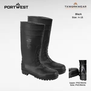 Portwest FW95 Men's S5 Total Waterproof Closed Worker Safety Footwear - Round Toe Slip-On Wellington Boot, Steel Toecap, Steel Midsole, All-Season Walking Compatibility