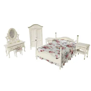 Romantic Milk White Bedroom Furniture Set 1:12 BJD Dollhouse Miniature, Perfect Christmas New Year Gift
