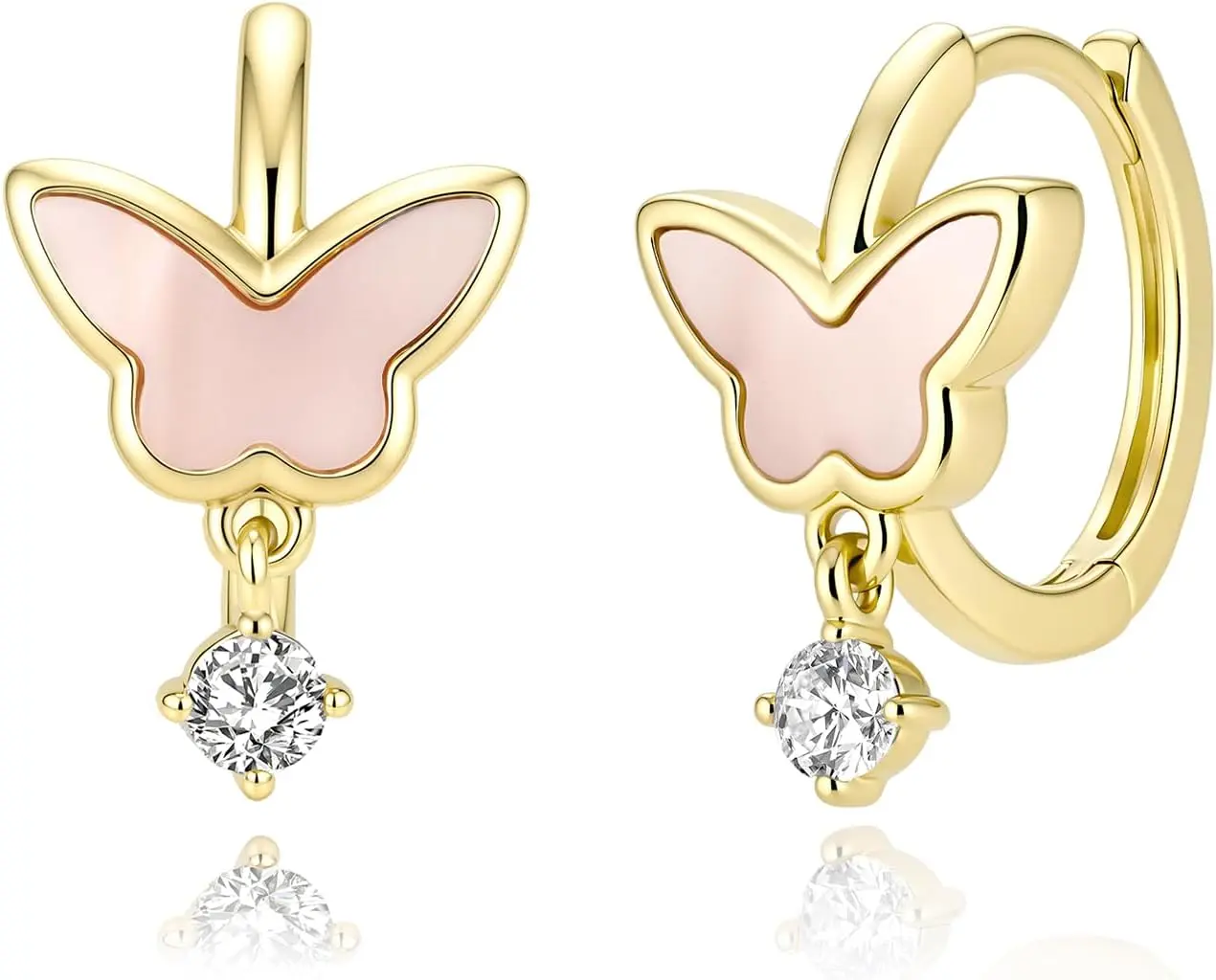 Butterfly Earrings for Women, 14K Gold Plated, Fashion Jewelry Butterfly Hoop Earrings Gifts