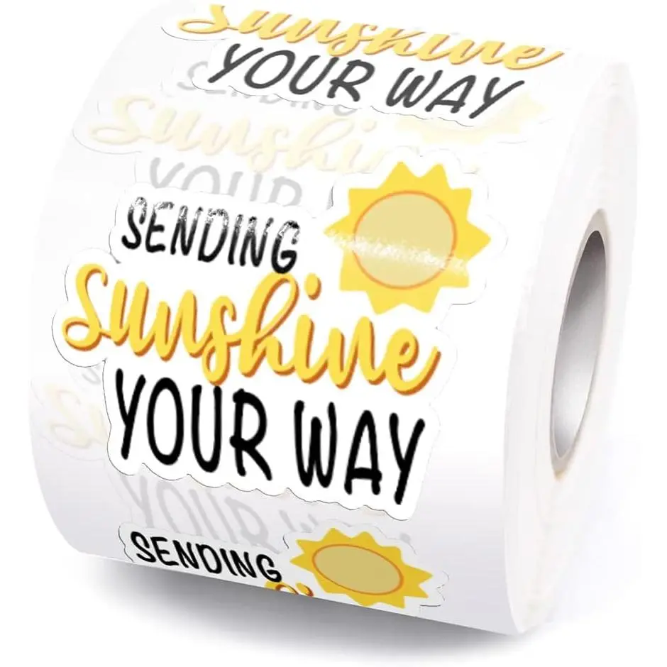 Sending Sunshine Your Way Stickers,Small Business Order  Happy Mail Packaging Online Retailers Mailbox Envelopes Shipping Supplies Stickers, 500 count