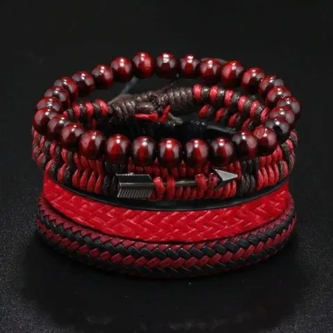 Men's Fashionable Arrow Decor Beads Bracelets Stack & Beaded Braided Bracelet, Casual Trendy Braid Design Bracelet, Fashion Accessories for Daily Decoration, Beaded Bracelet, Stackable Beaded Bracelet