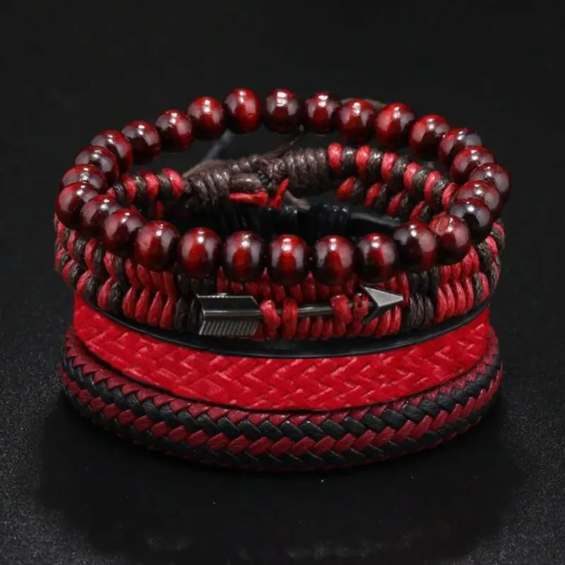 Men's Fashionable Arrow Decor Beads Bracelets Stack & Beaded Braided Bracelet, Casual Trendy Braid Design Bracelet, Fashion Accessories for Daily Decoration, Beaded Bracelet, Stackable Beaded Bracelet