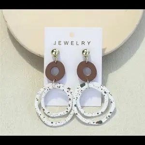 Bohemian Dangle Polymer Clay Texture Dangle Earrings Female Casual