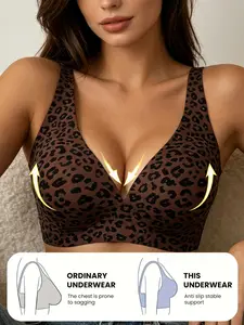 Women's V-Shape Sexy Bra, Seamless No Underwire Nude Feel, Soft Cushioned Lift Bras, Daily Comfort Breathable Lingerie