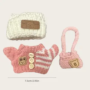 Fashion Doll Clothing Set (no Doll), Handwoven 3-Piece Kit, Cute, Bag & Hat Accessories, DIY Fun Gift for Daughter Birthday
