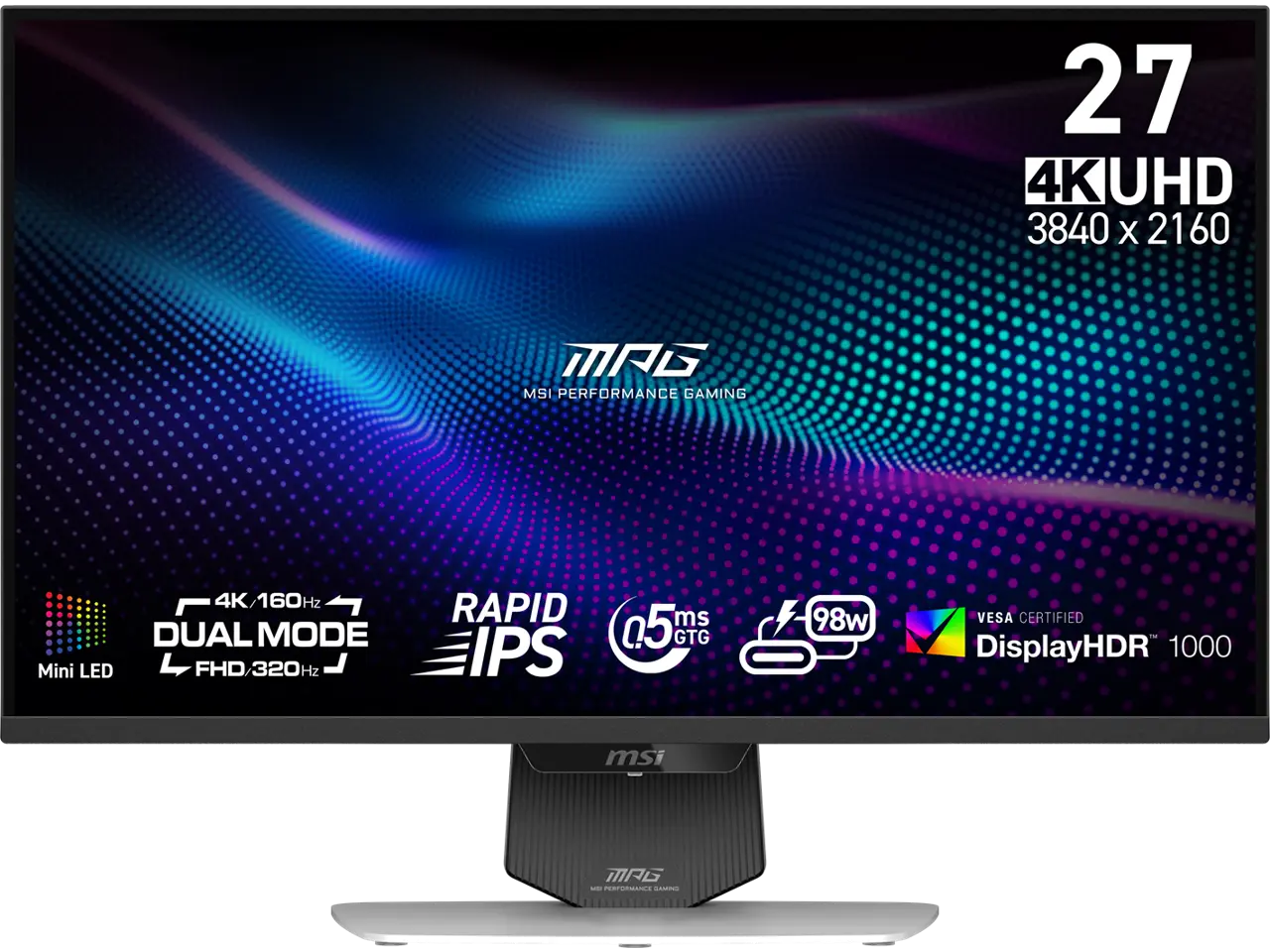 MSI 27" 160 Hz Rapid IPS UHD Monitor - LCD Flat Panel 0.50 ms FreeSync (AMD Adaptive Sync) Flat Panel MPG 274URDFW E16M